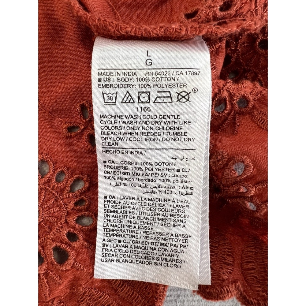 Old Navy Women's Off-Shoulder Cutwork Top Sz Large Bronzed Amber Eyelet Ruff - Picture 9 of 12